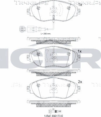 Тормозные колодки Icer передние для Skoda Octavia A8 2019-2026. Артикул 182018