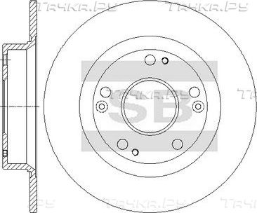 Тормозной диск Sangsin Hi-Q задний для Honda Civic VIII 2005-2012. Артикул SD4123