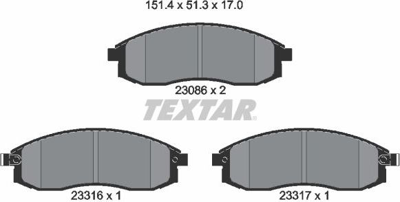 Тормозные колодки Textar передние для Nissan Maxima A32 1995-2000. Артикул 2308601