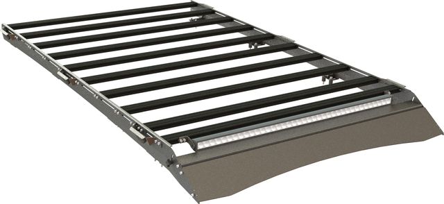 Экспедиционный багажник STC для Toyota Land Cruiser 200 2007-2021 шторка, дальний и рабочий свет. Артикул STC-TLC200-TR1-L1L3