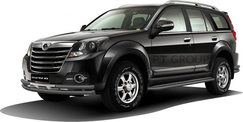 Защита PT Group порогов с алюм. площадкой d51мм ШАГРЕНЬ (ППК) для Great Wall Hover H3 2014-2016. Артикул GWH-14-330301.22