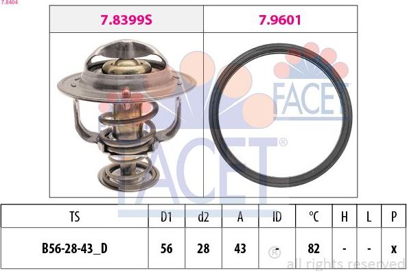 Термостат Facet Made in Italy - OE Equivalent для Mitsubishi Galant VIII 1996-2004. Артикул 7.8404