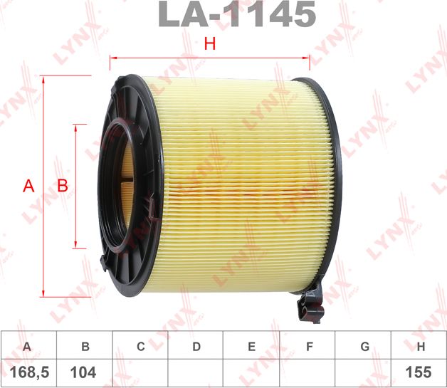 Воздушный фильтр LYNXauto для Audi Q5 II (FY) 2016-2026. Артикул LA-1145