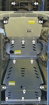 Защита алюминиевая Мотодор для двигателя, КПП, переднего дифференциала, радиатора, РК Toyota Tundra II 2009-2021. Артикул 382501