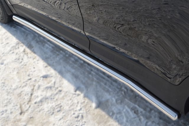 Защита RusStal порогов труба d63 (вариант 3) для Hyundai Santa Fe III 2012-2018. Артикул HSFT-0012223