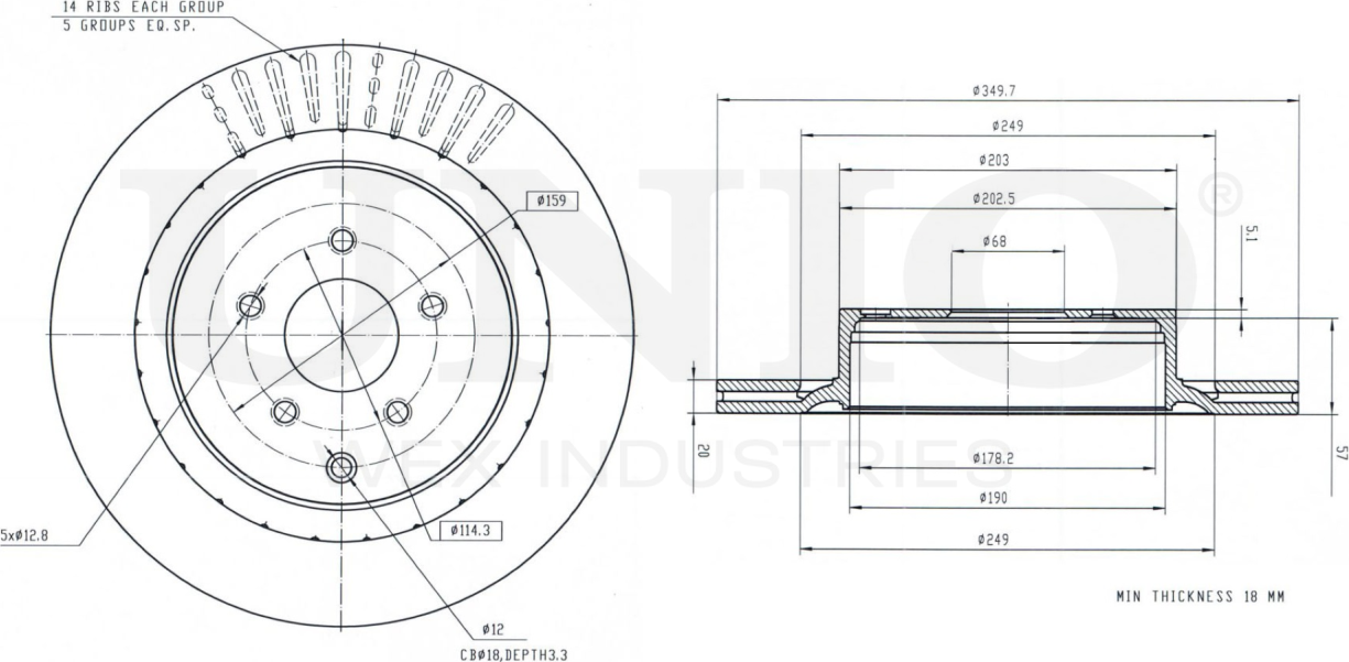 Диск тормозной (Unio). Артикул BRD-20353