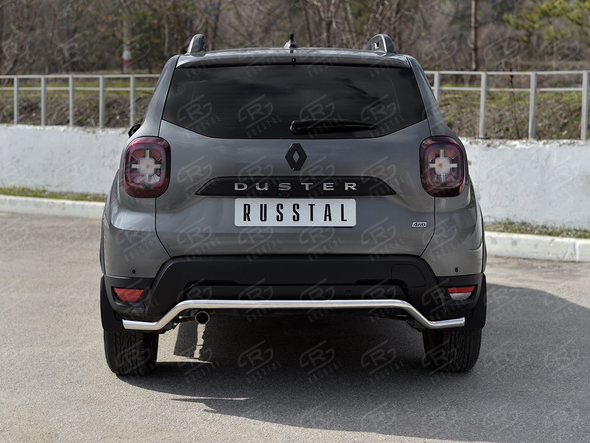 Защита RusStal заднего бампера d42 волна для Renault Duster II 2021-2026. Артикул RDZ-003809