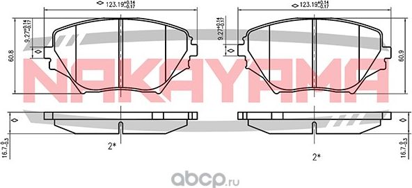 Торм. колодки передние Toyota RAV4 2000 (Nakayama). Артикул P0297NY