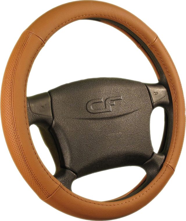 Оплётка на руль CarFashion Premium (размер M, искусственная кожа, цвет КОРИЧНЕВЫЙ). Артикул 31240