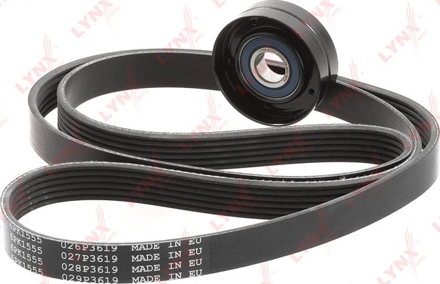 Приводной ремень поликлиновой с роликами (комплект) LYNXauto. Артикул PK-5019