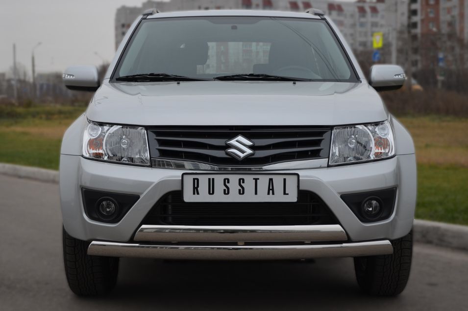 Защита RusStal переднего бампера d75х42/75х42 овалы (дуга) для Suzuki Grand Vitara 3-дв. 2012-2015. Артикул SV3Z-001106