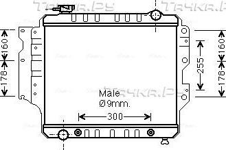 Радиатор охлаждения двигателя AVA для Jeep Wrangler II (TJ) 1996-2007. Артикул JE2022