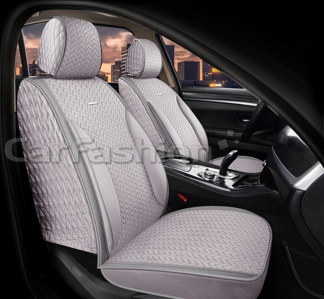 Накидки универсальные CarFashion Shevron Front на передние сидения авто, цвет Серый/Серый/Темно-серый/Темно-серый. Артикул 26212
