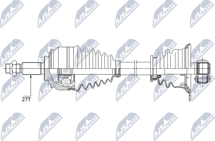 Полуось (привод в сборе, приводной вал) NTY. Артикул NPW-RE-153