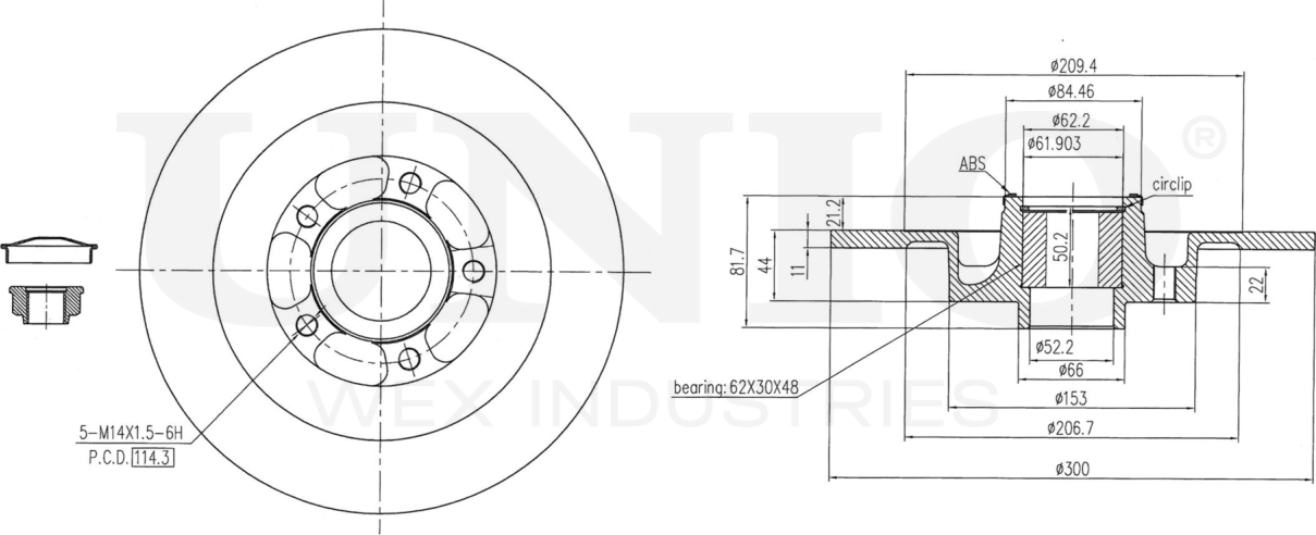 Диск тормозной (Unio). Артикул BRD-20482