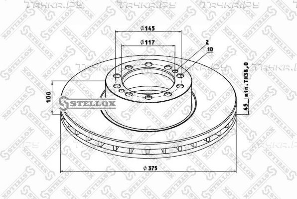 Тормозной диск Stellox передний для Renault Midlum 2000-2013. Артикул 85-00803-SX