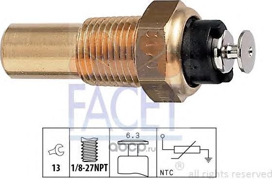 Температурный датчик охлаждающей жидкости Датчик, температура охлаждающей жидко (Facet). Артикул 73170