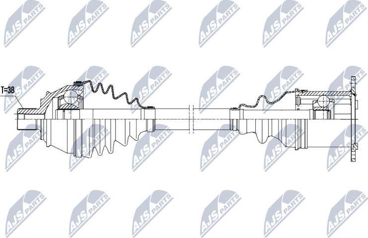 Полуось (привод в сборе, приводной вал) NTY. Артикул NPW-AU-021
