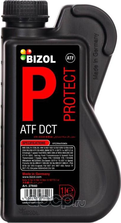 BIZOL 27840 НС-синтетическое трансмиссионное масло для АКПП Protect ATF DCT (1л) Bizol. Артикул 27840