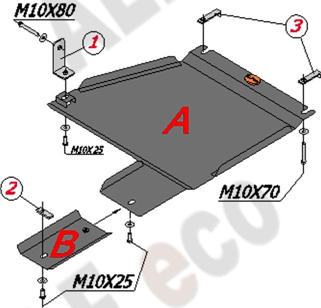 Защита алюминиевая Alfeco для раздатки Nissan Navara D40 2005-2015. Артикул ALF.15.08 AL4
