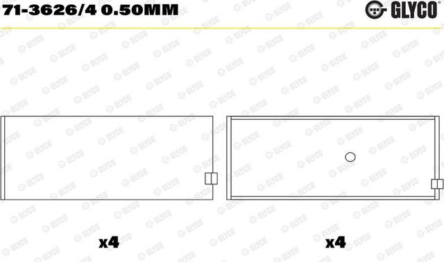 Вкладыши шатунные Glyco для Opel Frontera A 1992-1998. Артикул 71-3626/4 0.50mm