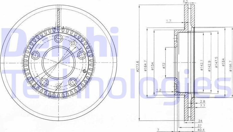Тормозной диск Delphi. Артикул BG3724