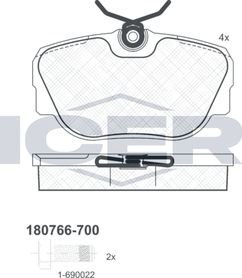 Тормозные колодки Icer. Артикул 180766-700