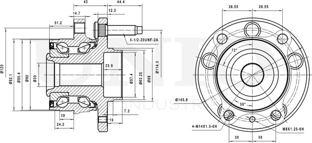 Ступица колеса с интегрированным подшипником (Unio). Артикул HUB-20028