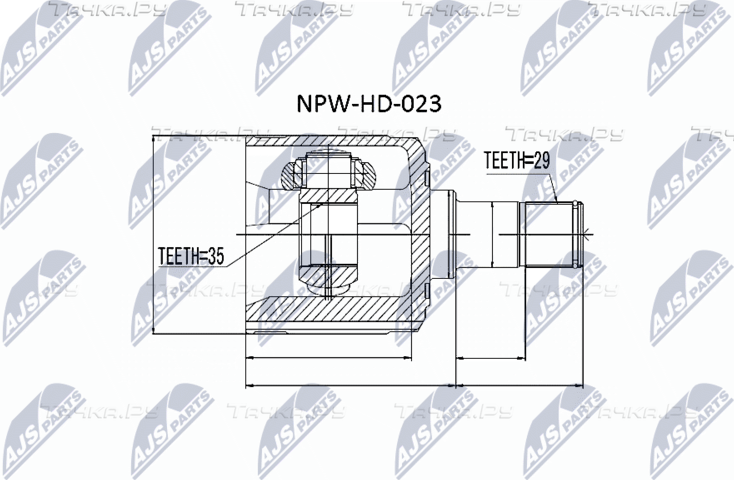 Шрус наружный (граната) NTY передний правый для Acura MDX II 2006-2013. Артикул NPW-HD-023