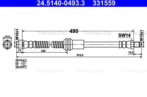Тормозной шланг ATE. Артикул 24.5140-0493.3