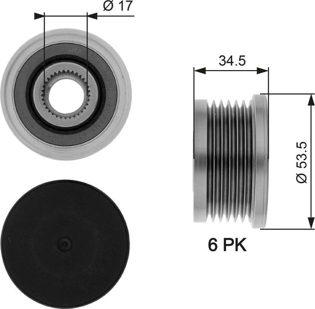 Натяжной ролик (натяжитель) приводного поликлинового ремня Gates DriveAlign®. Артикул T39193