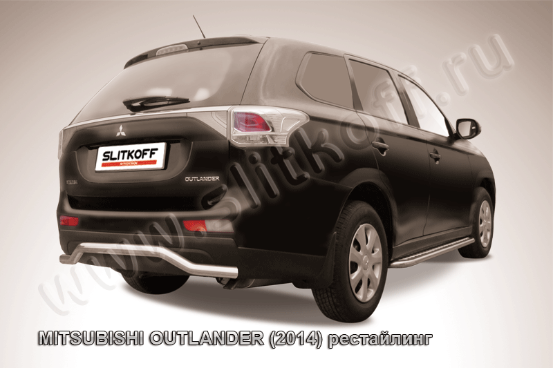 Защита Slitkoff заднего бампера d57 волна для Mitsubishi Outlander III 2014-2015. Артикул MOUT14-010