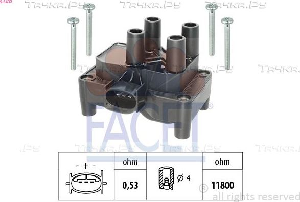 Катушка зажигания Facet Made in Italy - OE Equivalent для Ford Cougar 1998-2001. Артикул 9.6432