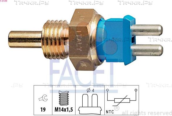 Датчик температуры охлаждающей жидкости Facet Made in Italy - OE Equivalent. Артикул 7.3139