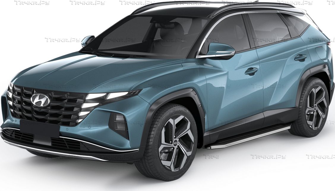 Пороги алюминиевые Rival Premium для Hyundai Santa Fe IV рестайлинг 2021-2026. Артикул A180ALP.2313.1