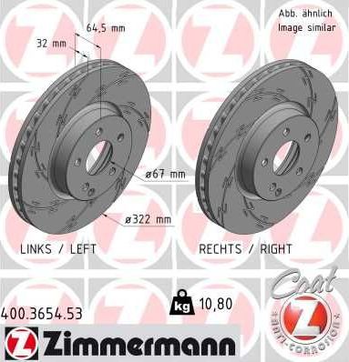 Тормозной диск Zimmermann Black Z. Артикул 400.3654.53