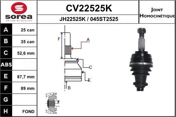 Шрус внутренний (граната) EAI. Артикул CV22525K