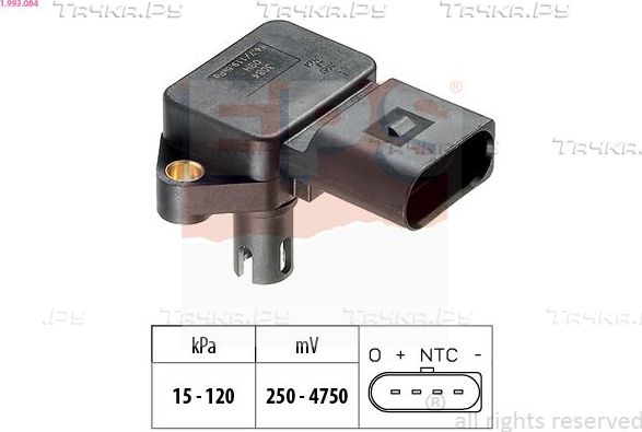 Датчик абсолютного давления (ДАД, MAP) EPS Made in Italy - OE Equivalent для Volkswagen Bora 2000-2005. Артикул 1.993.084
