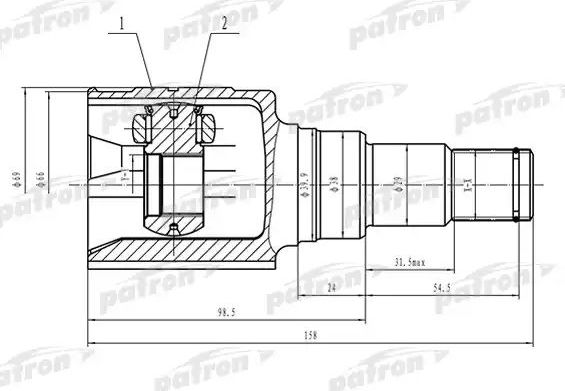 Шрус внутренний (граната) Patron передний для Toyota Echo 1999-2005. Артикул PCV1572