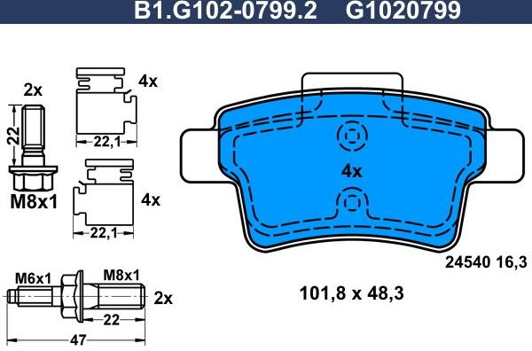 Тормозные колодки Galfer. Артикул B1.G102-0799.2