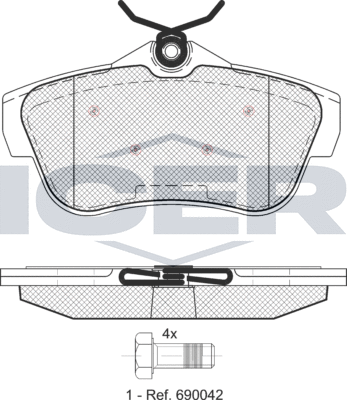 Тормозные колодки Icer задние для Fiat Scudo II 2007-2016. Артикул 141823