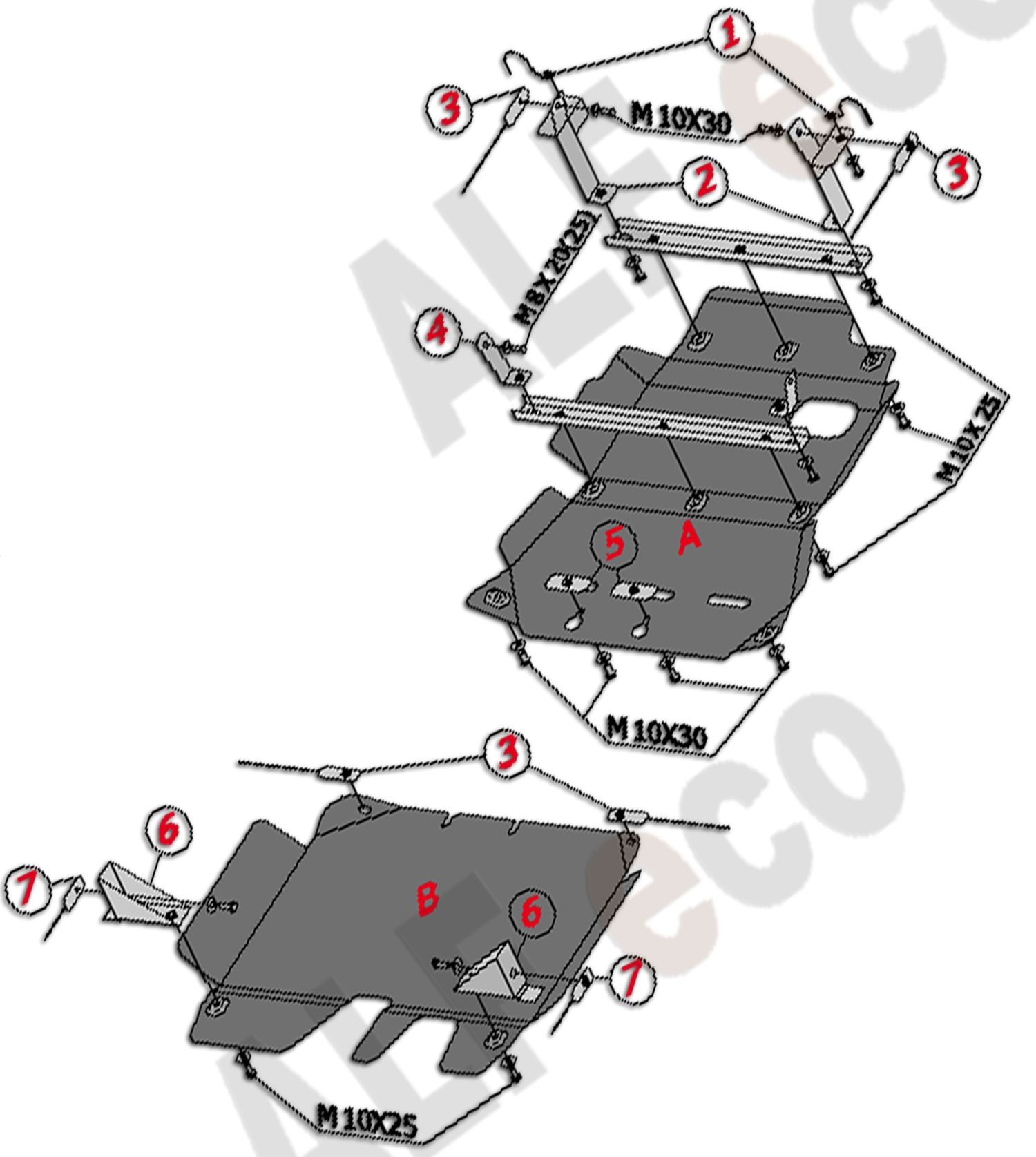 Защита алюминиевая Alfeco для раздатки Toyota Land Cruiser 76 (J70) 2007-2026. Артикул ALF.24.57.2 AL4