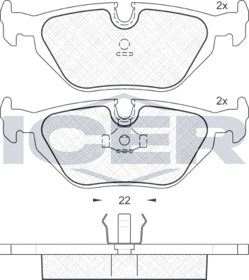 Тормозные колодки Icer задние для BMW 3 IV (E46) 1997-2006. Артикул 181174