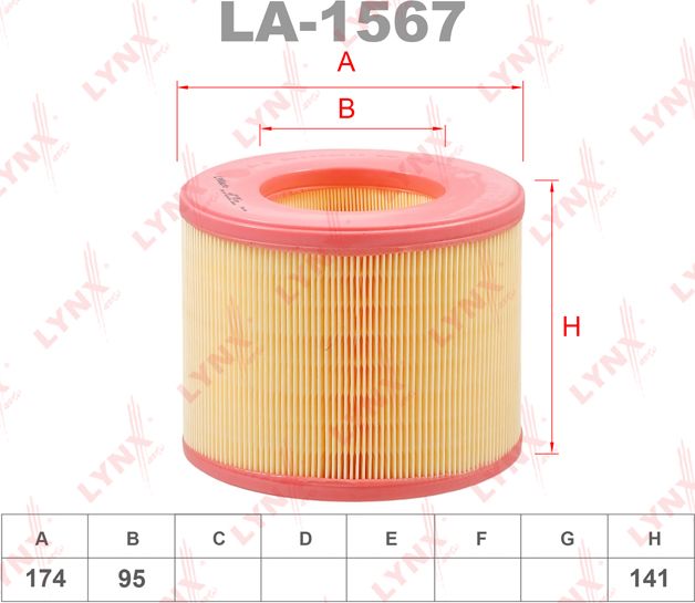 Воздушный фильтр LYNXauto. Артикул LA-1567