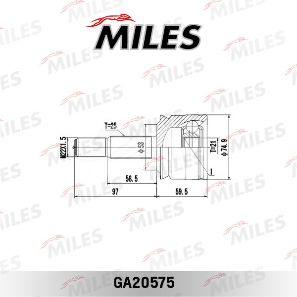 Шрус наружный (граната) Miles. Артикул GA20575