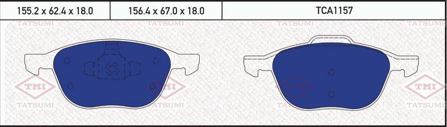 TCA1157_колодки тормозные дисковые передние!/ Ford Focus/C-Max 11 (Tatsumi). Артикул TCA1157