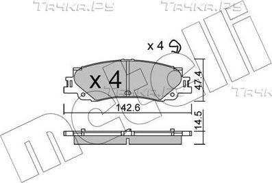 Тормозные колодки Metelli задние для Lexus LX 600 2021-2026. Артикул 22-1402-0