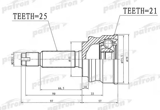 Шрус наружный (граната) Patron для Mitsubishi Colt VI (Z20/Z30) 2004-2012. Артикул PCV1386