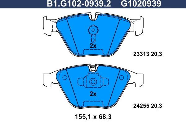 Тормозные колодки Galfer. Артикул B1.G102-0939.2