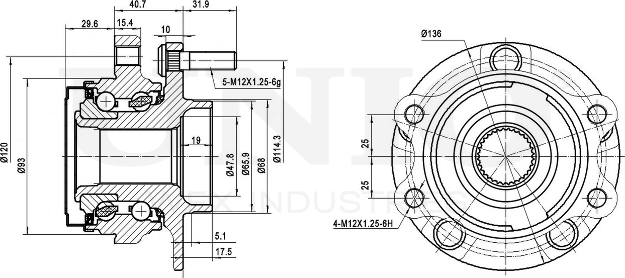Ступица колеса с интегрированным подшипником (Unio). Артикул HUB-20101